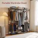 Wardrobe Closet Tall Size, Clothes Rack with Hanging Areas and Storage Shelves, Closet Organizers and Storage, Free Standing Clothing Rack