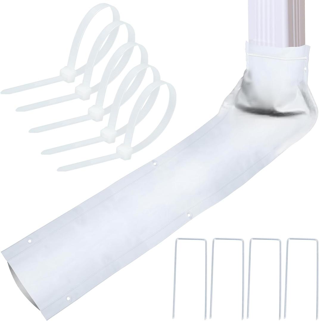 1 Pack Gutter Downspout Extensions for Draining Away Downspout Extender Downspout Diverter, Fits All Standard Downspouts (White, 11"x48")
