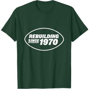 Rebuilding Since 1970 Tee - Funny New York Fan Design T-Shirt, Dark Green, Small