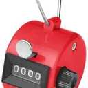White Deer Hand Tally Counter 4 Digit Number Dual Clicker Golf Handy Convenient (Red)