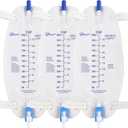 Easy-Tap Leg Bag Urinary Drainage Bag, 1000ml, Anti-Reflux Valve, Cloth Straps, Easy Flip Drain (Pack of 3)