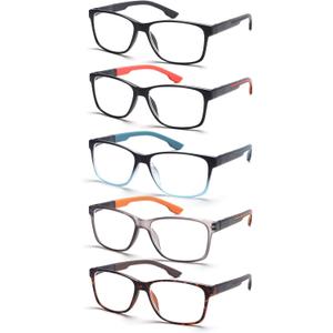 5 Pack Reading Glasses Men Blue Light Blocking Anti-Eyestrain Square Computer Readers for Women Eyeglasses