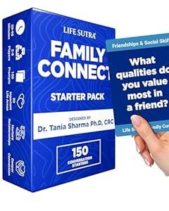 Family Conversation Starters Cards Games For Kids 10 +, Teens and Adults, Car Travel Communication Card Game, Social Skill & Mindful Therapy Talk w 150 Questions & Activities, Fun Gifts For Families