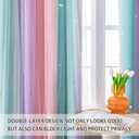 XiDi Curtains for Girls Bedroom Kids Room 2 Panels Colorful Rainbow Design Unicorn Wall Decor Blackout Pink Curtains Cute Mermaid Princess Room 34 Wide 63 Inches Long Grommet Drapes Pink Purple Green