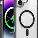 Magnetic Case for iPhone 17 Case Clear, Frosted Matte Translucent Phone Case Anti-Fingerprint Hard PC Cover + Shockproof Soft TPU Bumper Compatible with MagSafe, Transparent Black