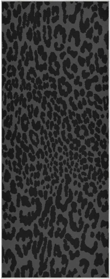 YETTASBIN Leopard Black Yoga Mat Towel, Non Slip Sweat Absorbent Hot Yoga Towel Portable Lightweight Travel Workout Towel with Storage Bag for Home Yoga, Pilates, Fitness 73x 27 Inch