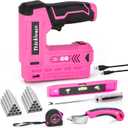 Pink Electric Staple Gun, 7PCS 2 in 1 Cordless Stapler Nail Gun Set with 3300pcs Staples Nails, 4V Brad Nailer Tacker for Upholstery, Wood, Carpentry, Crafts, DIY, Brad Nailer Kit with USB Charger