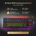 Redragon K552P Mechanical Gaming Keyboard TKL with 18 Backlight Modes, Hot-Swappable Red Switches, 87-Key Compact Ergonomic Design, N-Key Rollover & Software Programmable Macro - RGB, Black