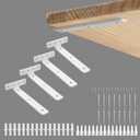 Alise White Shelf Brackets 8 Inch,Heavy Duty Floating Shelf Bracket Mounting Brackets,Hidden L Brackets for Shelves,Metal Decorative Shelf Brackets Wall Shelf Supports Brackets DIY,Pack of 4