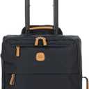 Bric's X-Travel 21 Carry-On Spinner Airline Approved Luxury Softside Luggage with 360 Wheels, Recycled Water-Resistant Fabric, Interior Pockets, and Leather Details Navy