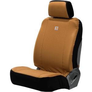 Carhartt Universal Nylon Duck Canvas Fitted Seat Cover, Durable Seat Protection with Rain Defender, Single, Carhartt Brown (One Size)