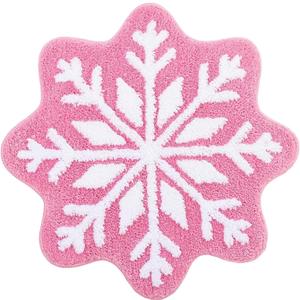 Bath Rugs,26" Absorbent Shaggy Non-Slip Thick Washable Extra Soft Snowflake Pattern Bath Mats,Plush Quick Dry Outdoor Rugs for Living Room Bedroom Kitchen Floor Bathroom Home