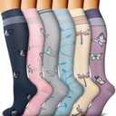 6 Pack Copper Compression Socks for Women and Men Circulation-Best Support for Medical, Running,Nursing,Athletic L/XL