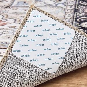 Rug Tape for Hardwood Floors - 12 PCS Anti Slip Rug Grips Rug Stickers for Wood Floor Carpet Stickers for Area Rugs to Prevent Sliding - White