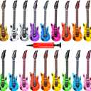 18 Pack Inflatable Guitar Blow up Guitar Bulk Assorted Colors Guitar Inflate Inflatable Guitar Prop Fake Party Prop Guitar Inflatable Rock Star Guitar for Birthday Gifts Supplies