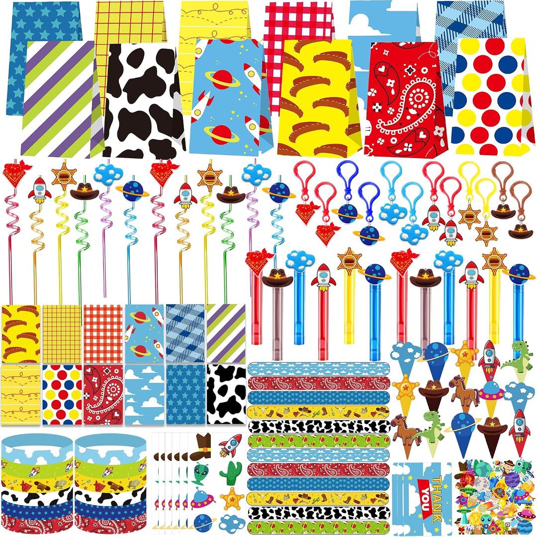 Blue Hydrangea 232 Pcs Cartoon Story Theme Birthday Party Favors Decorations Supplies for Kids Goodie Bag Stuffer Pinata Filler