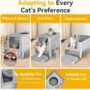 Extra Large Stainless Steel Litter Box with Lid, High Sided Enclosed Metal Cat Litter Pan, Dog Proof Front Entry Top Exit, Odor Control Easy Clean Leak Proof, Includes Scoop & Step, Light Gray