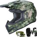 GLX GX623 Youth ATV/Dirt Bike Helmet Combo - Camo, Medium - DOT