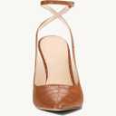Womens Closed Toe Ankle Strap Heels Pointed Toe Pumps Shoes Slingback High Heel Wedding Dress Shoes