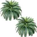 Set of 2 Faux Ferns for Outdoor Planter Large, Artificial Boston Ferns, Nearly Natural Plants, Realistic Fake Boston Ferns Indoor - Look Real (40 Leaves)