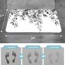 Gibelle Eucalyptus Leaves Bath Mat Rug Set 2 Piece, Super Absorbent Quick Dry Bathroom Rug Set, Non Slip Rubber Backed Bathroom Floor Mat for Tub Shower Sink (17"x24"+20"x32", Black)