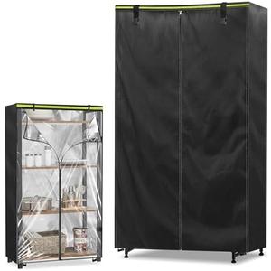 KONWLANG Waterproof Wire Shelf Covers（48Wx 18D x 72H inches） 600D Heavy Duty Dustproof Wire Rack Covers，Outdoor Storage Wire Shelf Covers,Outdoor Shelving Cover for Wire Shelves with Zipper(Black)