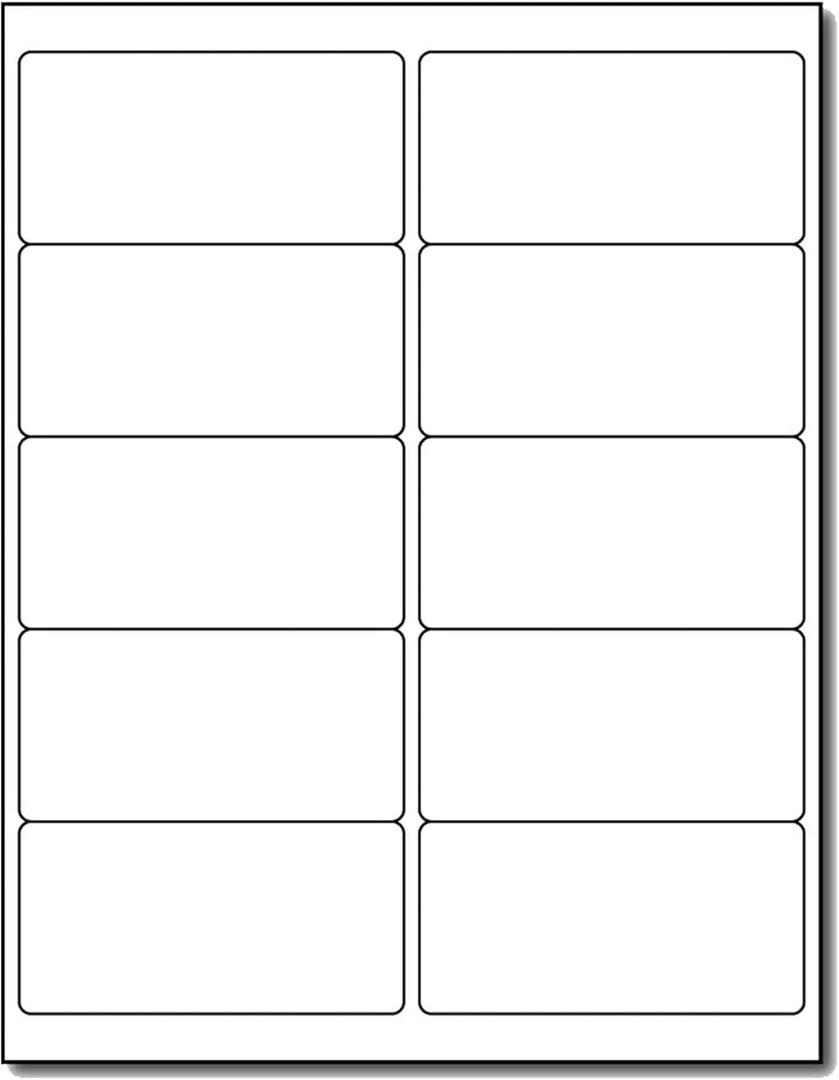 White Removable Labels - Mailing Size 2" x 4" - 10 per Sheet - for Inkjet/Laser Printers - 25 Sheets / 250 Labels