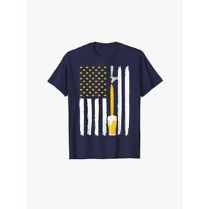 Craft Beer American Flag USA 4th July Brewery T-Shirt L