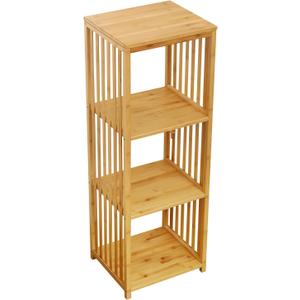 2026 Upgraded Natural Bamboo Multi-Purpose 4-Tier Storage Floor Cabinet, Freestanding bamboo bathroom cabinet , Multifunctional Floor Shelving Unit/ linen cabinet for Bathroom, Kitchen & Living Room