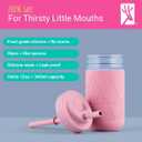Elk and Friends Kids + Toddler Glass Cups | The Original 12oz Glass Mason Jar with Sleeves + Lids | Silicone Straws + Stopper | Smoothie Cup | Food Storage | Spill Resistant | Dishwasher Safe | 4 Pack, 21 Piece Set