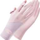 Trodalo Ice Silk Driving Gloves Women UV Protection Summer Gloves Non-Slip Full Finger Outdoor Cycling (Pink)