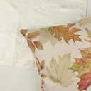 Bonhause Fall Throw Pillow Covers 18 x 18 Inch Hello Autumn Maple Leaves Wreath Plaid Decorative Pillow Cases for Couch Sofa Bed Home Hello Autumn Fall Decor Set of 4