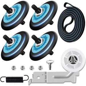 Dryer Roller Replacement Kit for Samsung Dryer Repair Kit Compatible with Samsung Dryer Parts, DC97-16782A Dryer Roller, DC93-00634A Dryer Idler Pulley, 6602-001655 Dryer Belt, DV42H5000EW/A3 Parts