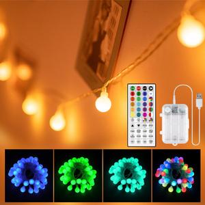 OMIKA 20FT Battery Powered String Lights, 40 LED 24 Color Changing Battery Operated Christmas Light, USB Powered Camping Lights String for Indoor Outdoor Hanging Light for Bedroom Xmas Party Decor OMIKA 20FT Battery Powered String Lights, 40 LED 24 Color Changing Battery Operated Christmas Light, USB Powered Camping Lights String for Indoor Outdoor Hanging Light for Bedroom Xmas Party Decor