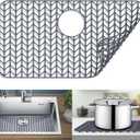 Sink Protectors for Kitchen Sink  Silicone Sink Mat| Silicone Kitchen Sink Mat Grid for Bottom of Farmhouse Stainless Steel(26"x 14"Rear Drain Gray)