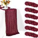 6 Pcs Burgundy Cheesecloth Table Runner, 10ft Cheese Cloth Table Runners for Christmas Birthday Wedding Party Baby Shower Valentine's Day Table Decoration (Wine Red)