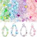 HSONAIGEE 200-220 Pieces Acrylic Beads for Bracelet Making, Assorted 4 Colors Cute Bead Charms Jewelry Making Kit Flower Heart Gummy Bear Star Beads for DIY Crafts Phone Charms Necklace Keychains (4 Colors Pink/Blue/Green/Purple)