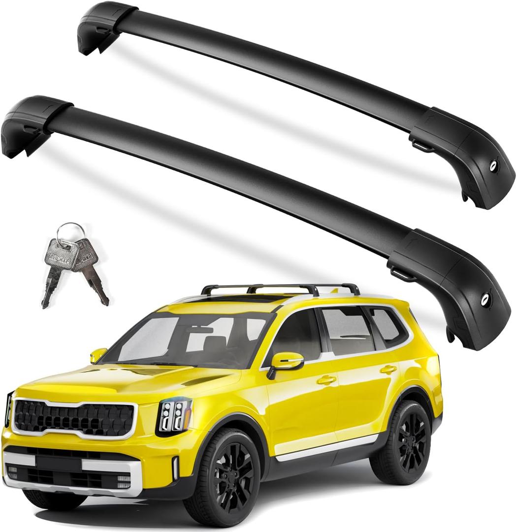 KINGGERI 300lbs Roof Rack Cross Bars Compatible with Kia Telluride 2019-2026 EX S SX SX-Prestige, Lockable Aluminum Roof Rails Crossbars Cargo (Not for LX, X-Line or X-Pro)