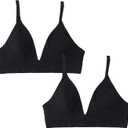 Women's Bras Core Triangle Bralette 2-Pack  (X-Large, Black / Black)