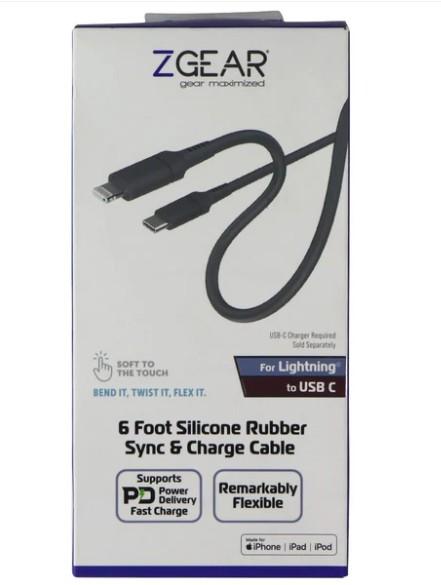 ZGear 6FT Silicone USB-C to Lightning  Cable - Gray
