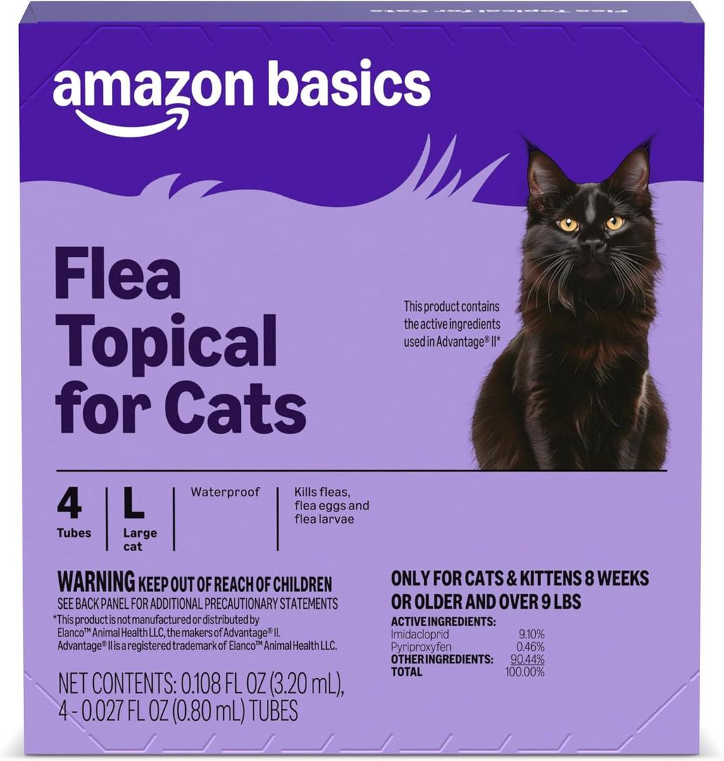 Amazon Basics Topical Flea Treatment for Large Cats (Over 9 pounds), 4 Count