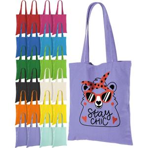Lzerking Canvas Tote Bag Bulk 24 Pack Colored Canvas Bag for Gift, 13x15 Inches 12oz Heavy Duty Medium Reusable Blank Cloth Bags for Painting, Heat Transfer Vinyl