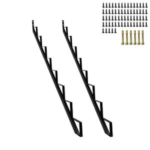 2 Packs Black Metal Stair Step Stringers, 8-Step for Deck Height 65 Inches Stair Stringer for Outdoor Wooden Tread