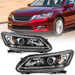 Huray Headlights Assembly for Honda Accord 2013-2015 [Only for Halogen Type] OE Headlamp Replacement Driver and Passenger Side