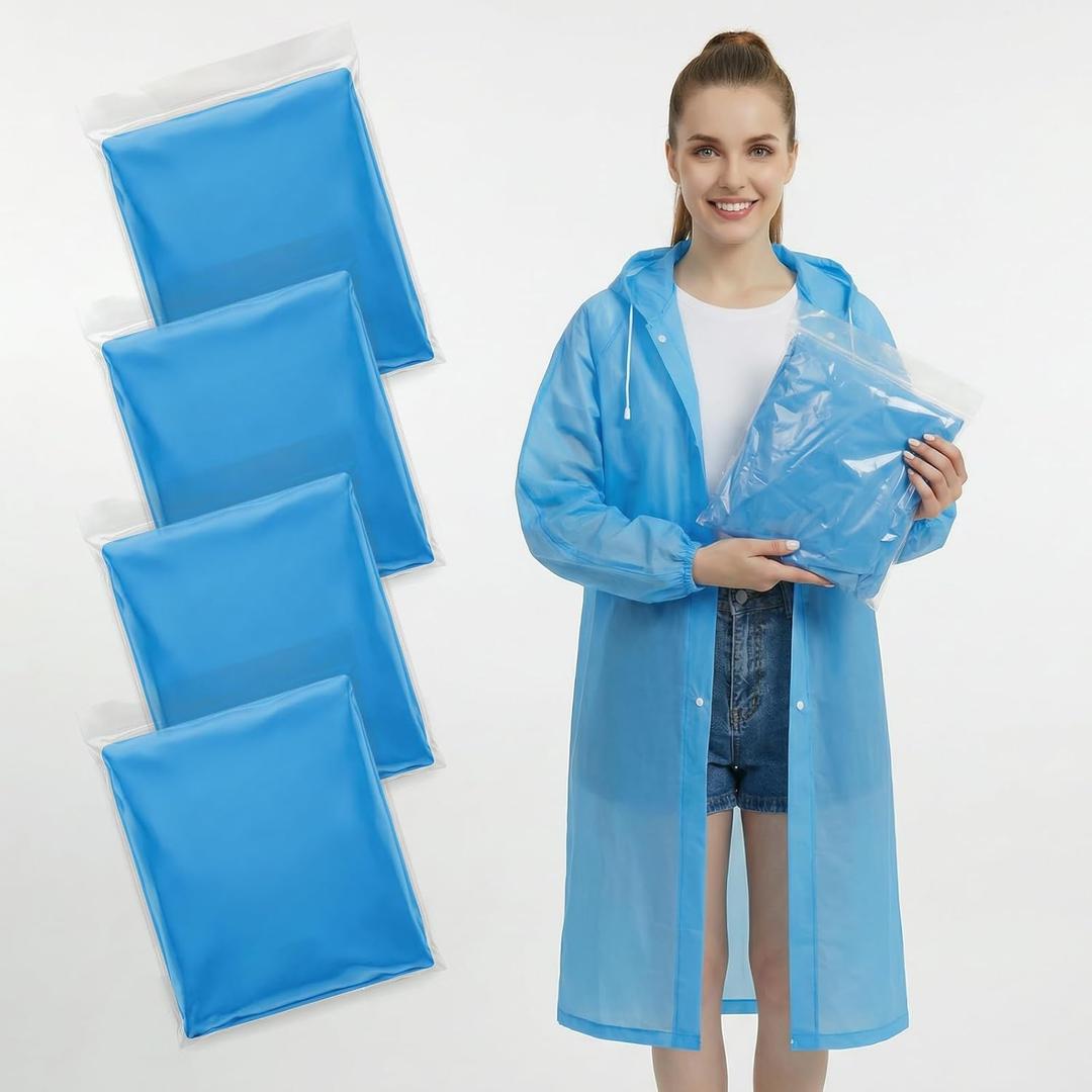 Waterproof Rain Poncho, Long Clear Raincoat, Reusable Rain Wear for Women, Women's raincoat, Smaller-sized men's raincoats（4PCS）