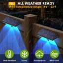 Solar Fence Lights Outdoor - Warm White & RGB 6 Color, Dusk to Dawn Solar Deck Light, Solar Lights Outdoor IP65 Waterproof, Garden Lights for Outside/Backyard/Railing/Step/Patio/Wall (12 pack)