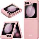 Miimall for Z Flip 7 FE/Z Flip 6 Slim Case Built-in Screen Protector, Simple Modern Sleek Design, Anti-Fingerprint Lightweight Shockproof Cases Samsung Z Flip 6 5G for Girls Women, Pink