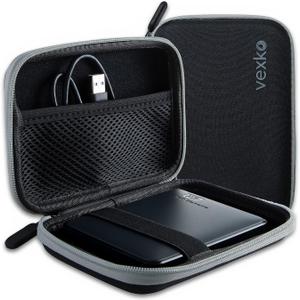 Hard-Shell Carrying Case Portable External Hard Drive Power Bank Charger USB Cable Battery Case (Black)