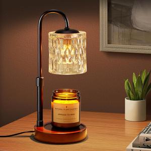 Briever Dimmable Candle Warmer Lamp with Timer, Height Adjustable Electric Candle Wax Warmer, Christmas Birthday Gifts for Women Mom, House Warming Gifts New Home Room Decor, Walnut Solid Wood Base (Black)