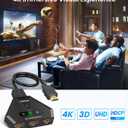 HDMI Switch 4K HDMI Splitter, Automatic HDMI Switch 3 in 1 Out with Pigtail HDMI Cable, 3 Ports HDMI Switcher Support HDCP 2.2 Full HD 4K 1080P 3D for Fire Stick Apple TV PS5 PS4 Xbox PC